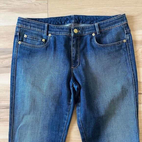 St. John Womens Bootcut Golden Embellished Rhinestone Heart Pocket Jeans Size 14 - Picture 2 of 8